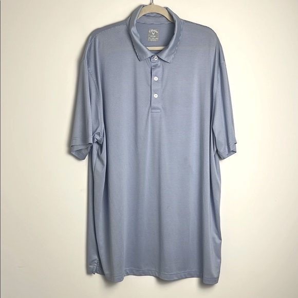Calllway Opti-Dry Men's Blue White Stripe Golf Short Sleeve Collared Shirt XXL - Picture 1 of 7